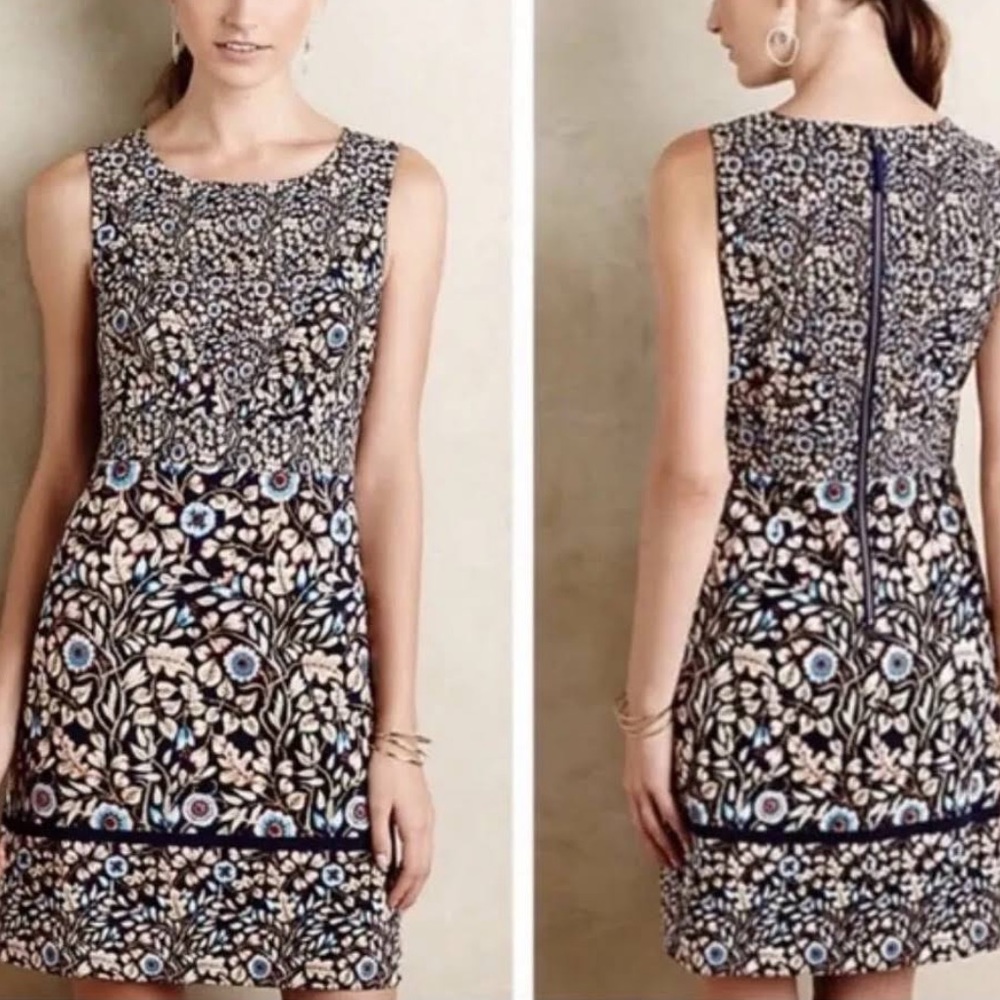 Maeve Dress Sz 4 Sheath lined Sleeveless Fall Floral Workwear Thanksgiving Party